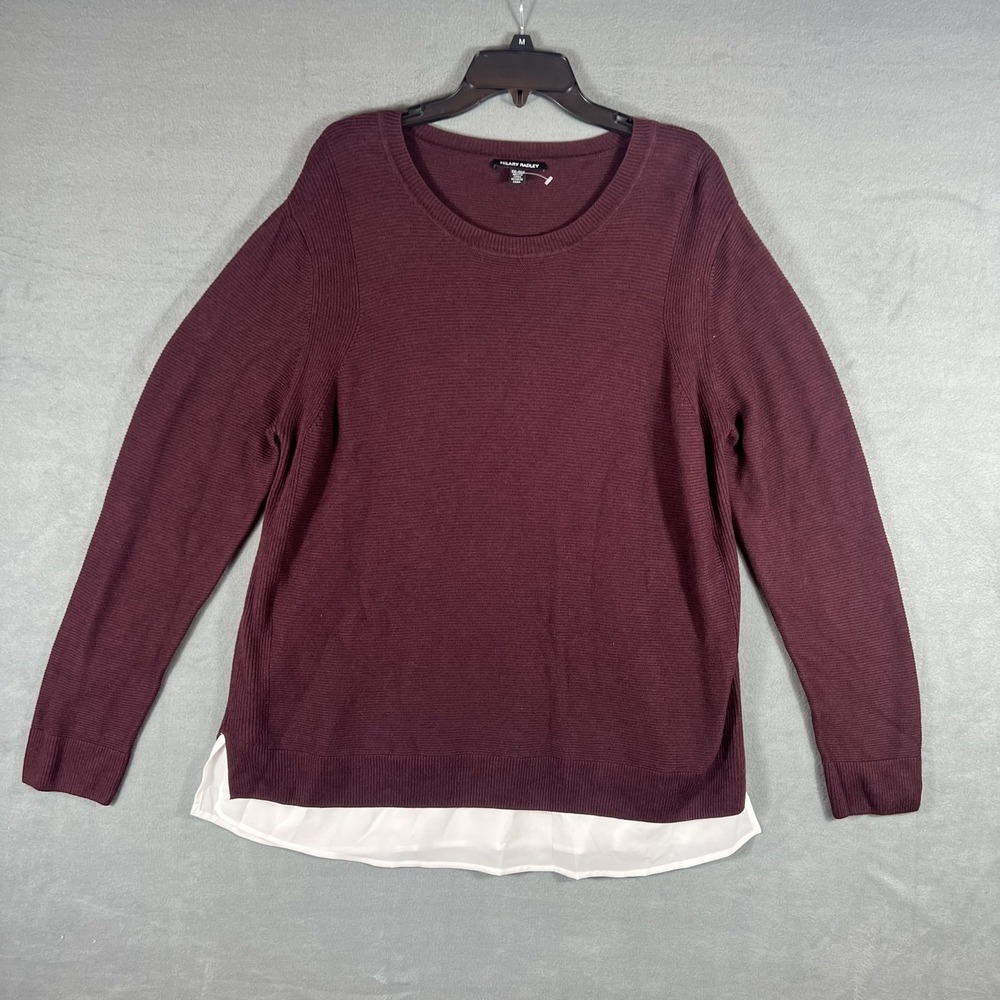 Hilary Radley Women's XXL Burgundy Ribbed Layered Look Pullover Sweater Top